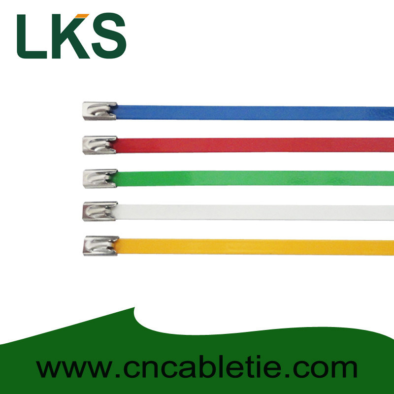 4.6*300mm 201,304,316 grade epoxy polyester coated Ball-lock ss cable ties